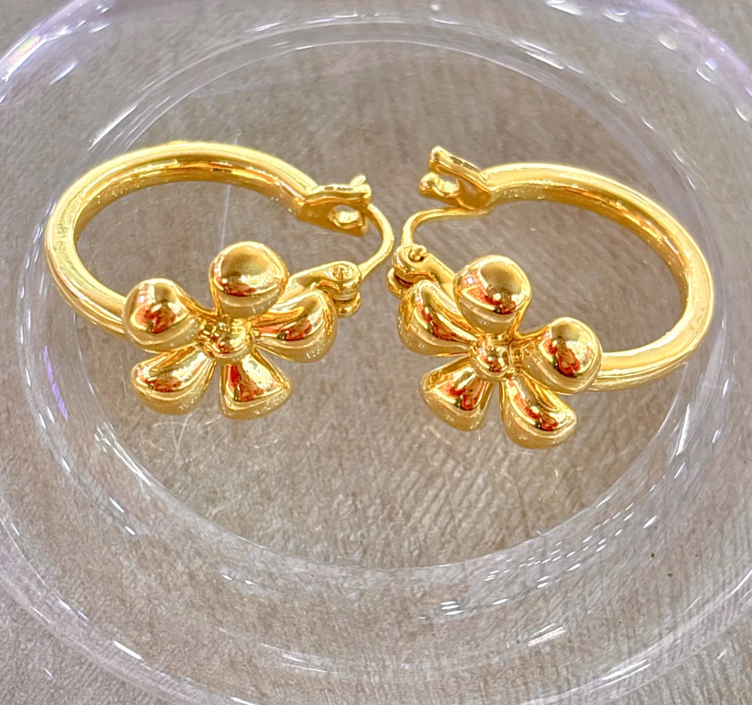 足金百搭花花耳钉5.78g