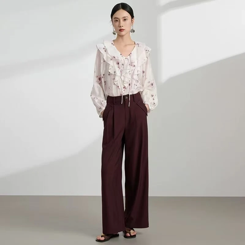 纯色长裤春秋筒裤时尚休闲裤百搭显瘦高级感日常穿搭裤子8802