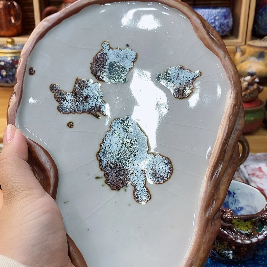 志野柴烧古喜茶器