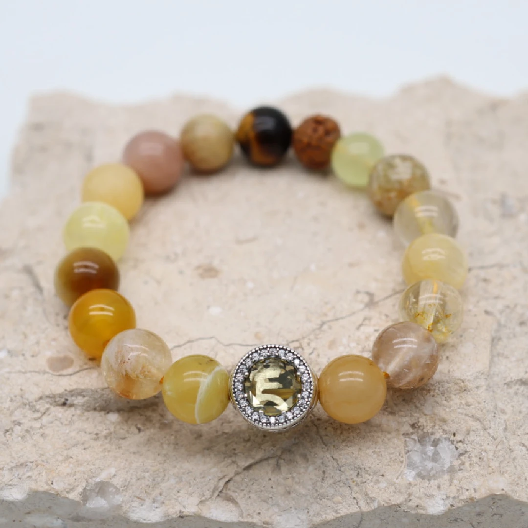 合金锆石手链 黄财神多宝护身手串 男/女士招财手链