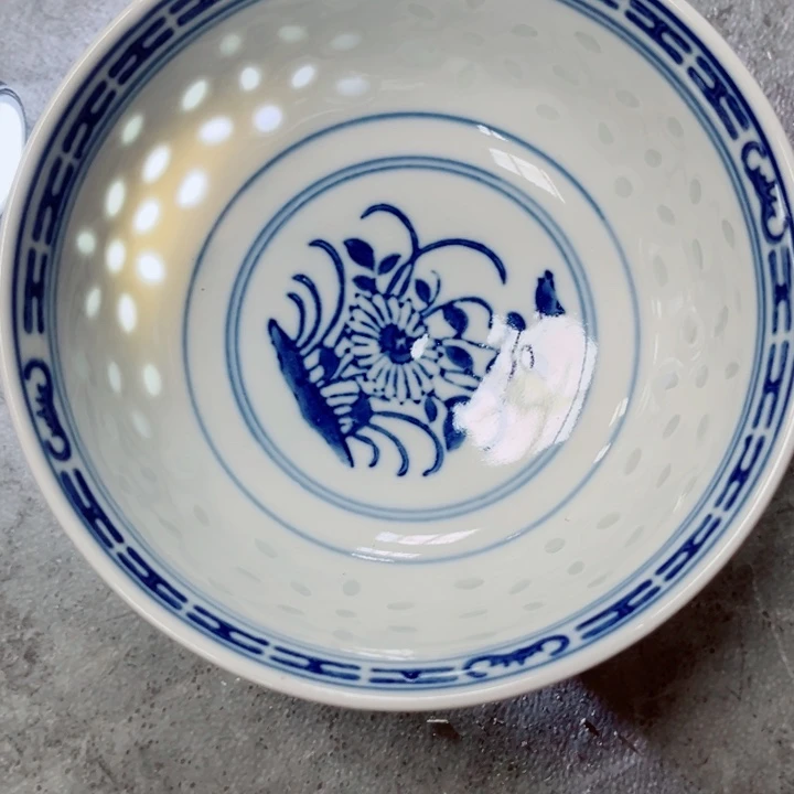 青花玲珑5寸饭碗兰花