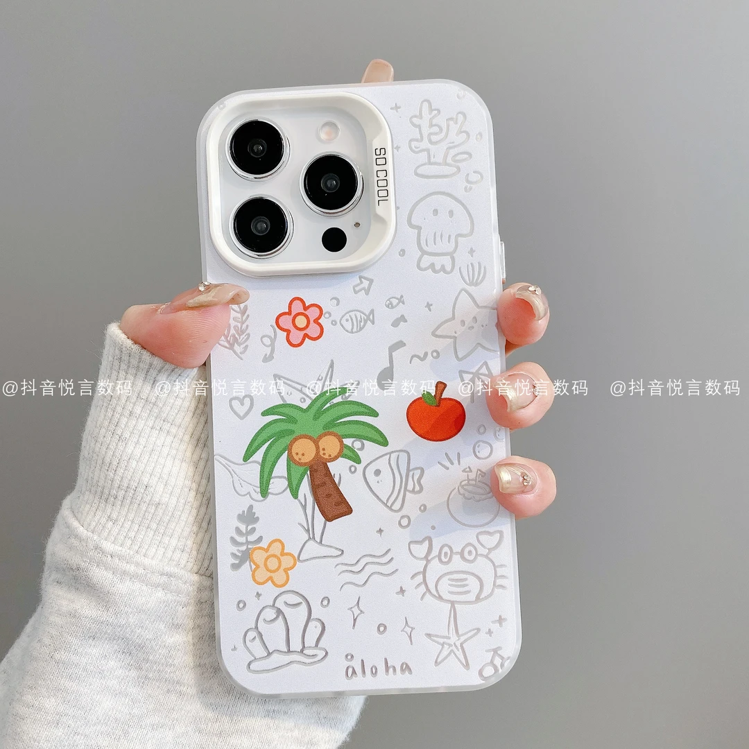 磨砂彩银适用iphone16promax苹果15/14/13/12华为小米手机壳海边