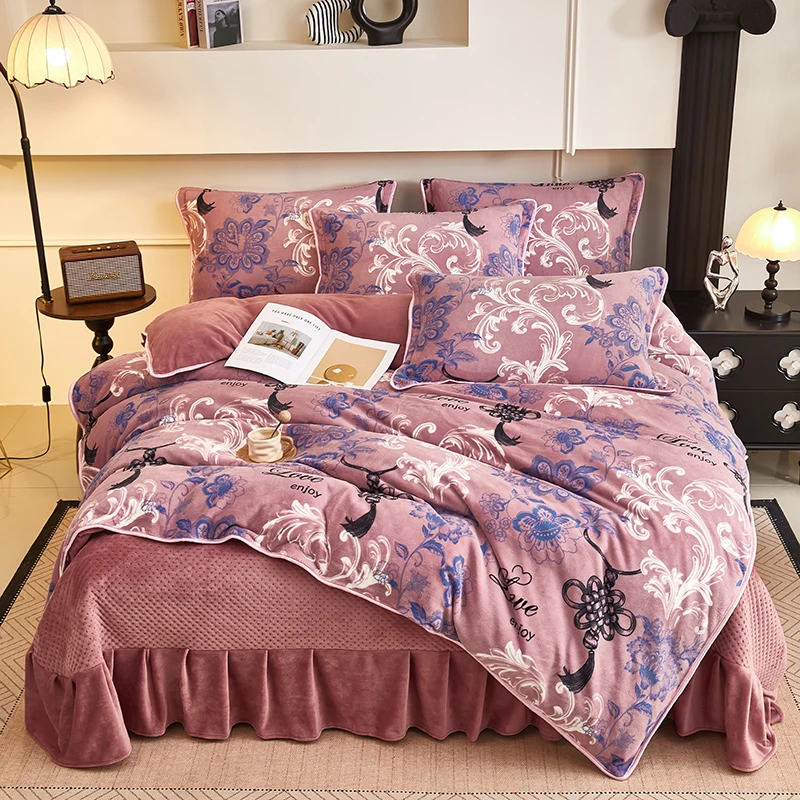 新款高克重【牛奶绒】四件套【床盖款加棉加厚】-柔软细腻高端