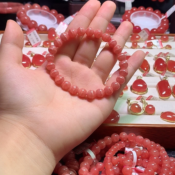 菱锰矿（红纹石）未镶嵌手绳