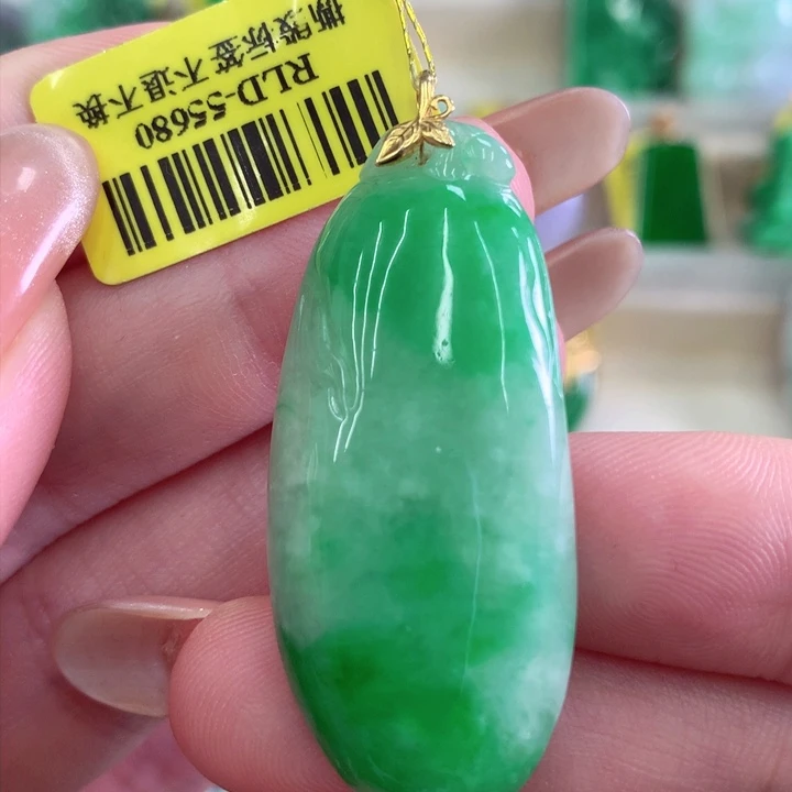 翡翠18K金镶嵌吊坠(不含链)