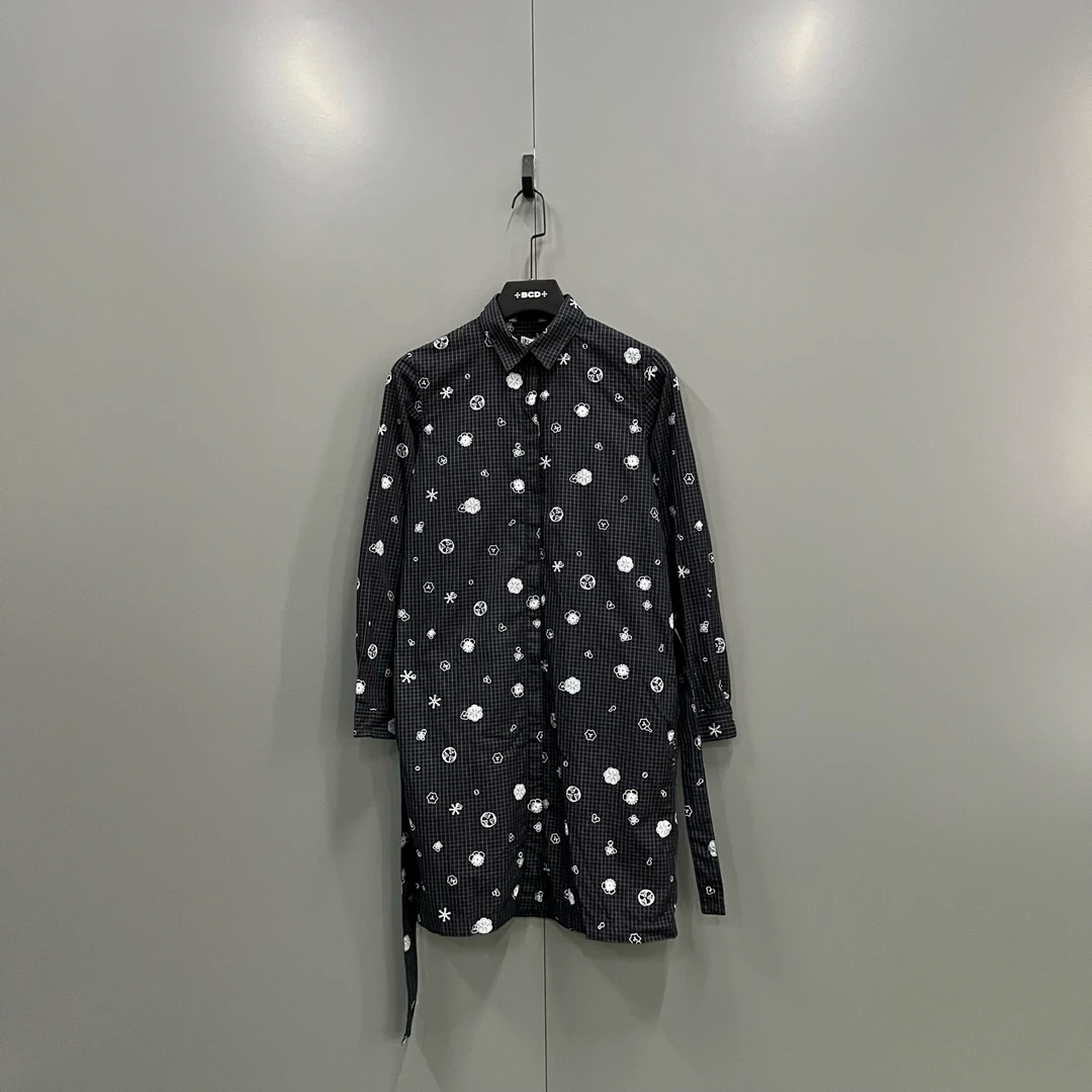 99新 KENZO/肯佐 z7 小花朵格纹满印衬衫连衣裙 36码/009627