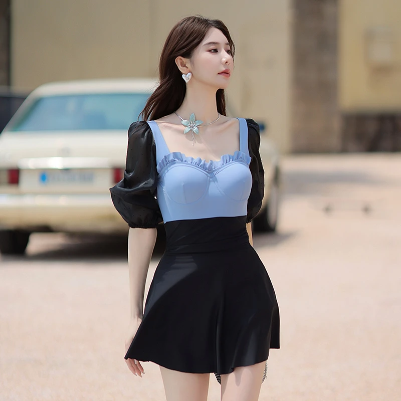 泳衣女高级感2025新款连体保守两件套遮肚显瘦游泳馆专用绝美泳装