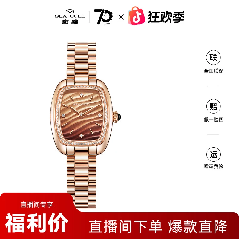海鸥手表小摩卡复古机械手表小表盘精致优雅女士机械腕表1081