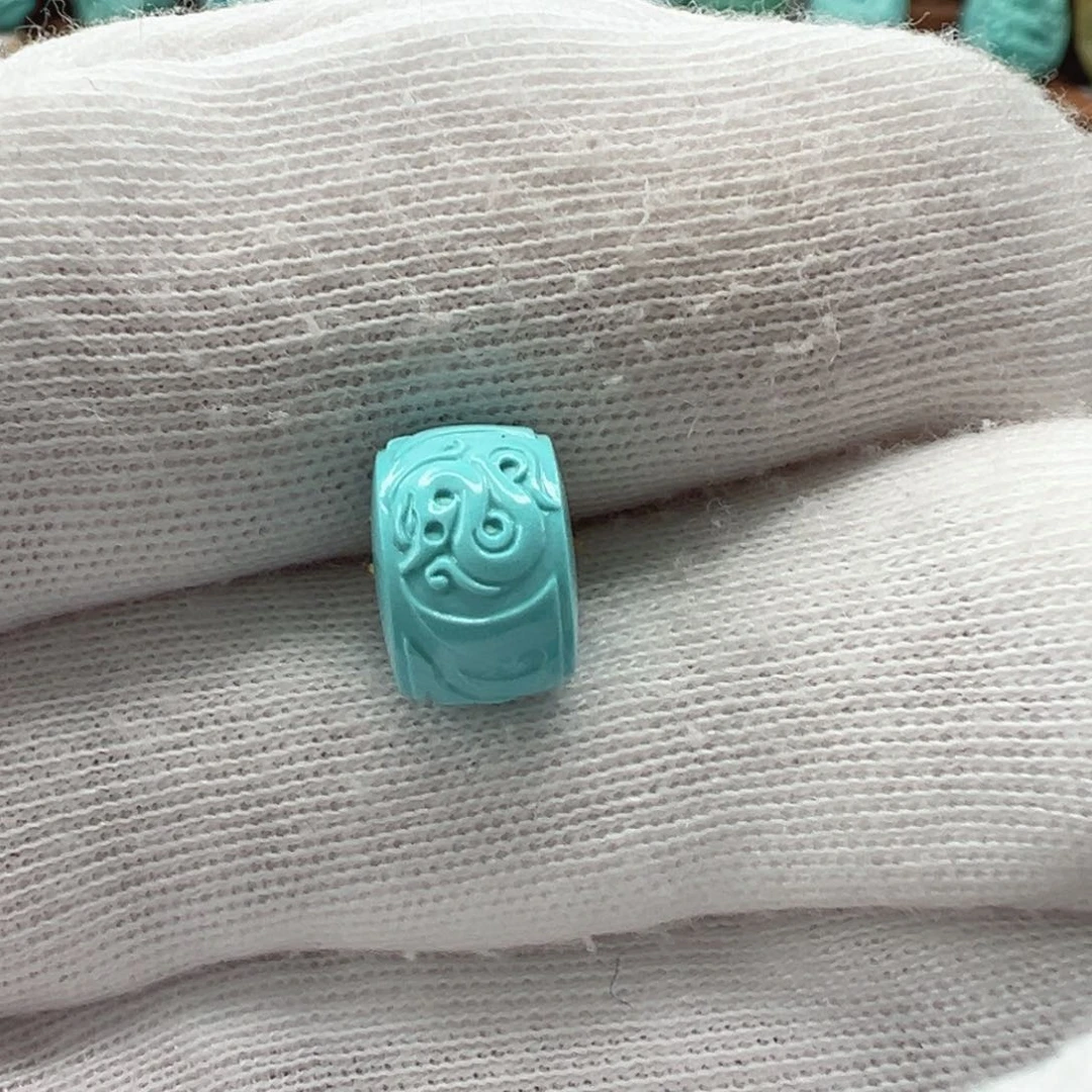 绿松石未镶嵌仿古龙凤珠10.2mm