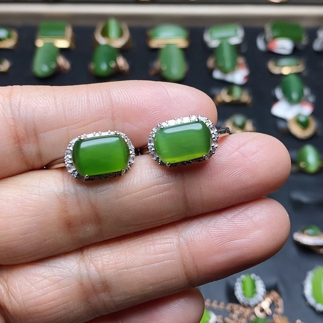 和田玉（碧玉）戒指银S925镶嵌遇*你