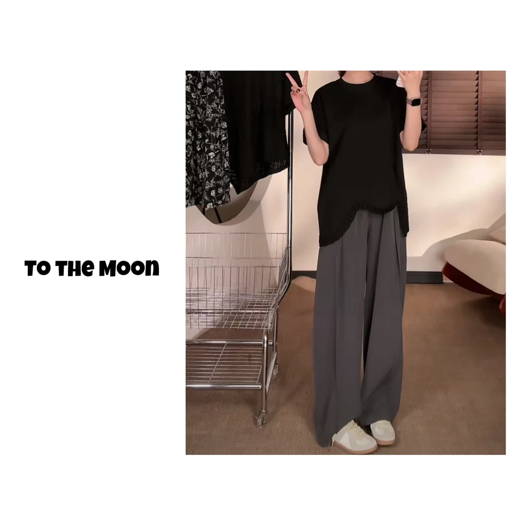 Core【啊无情垂垂裤】2025灰色西装抗皱时尚高腰裙裤Moon