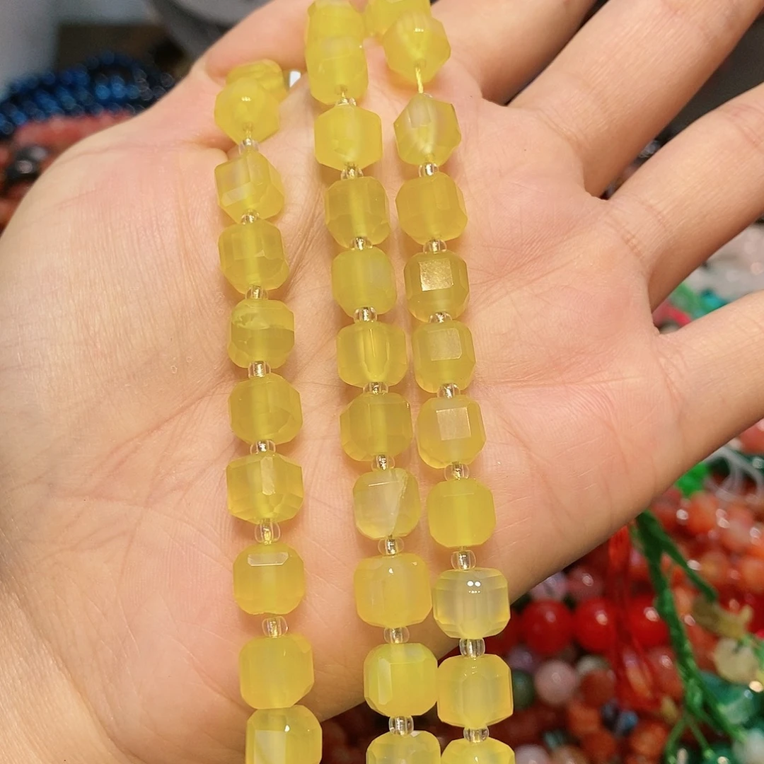 散珠玛瑙/玉髓8.5mm黄玛瑙一条