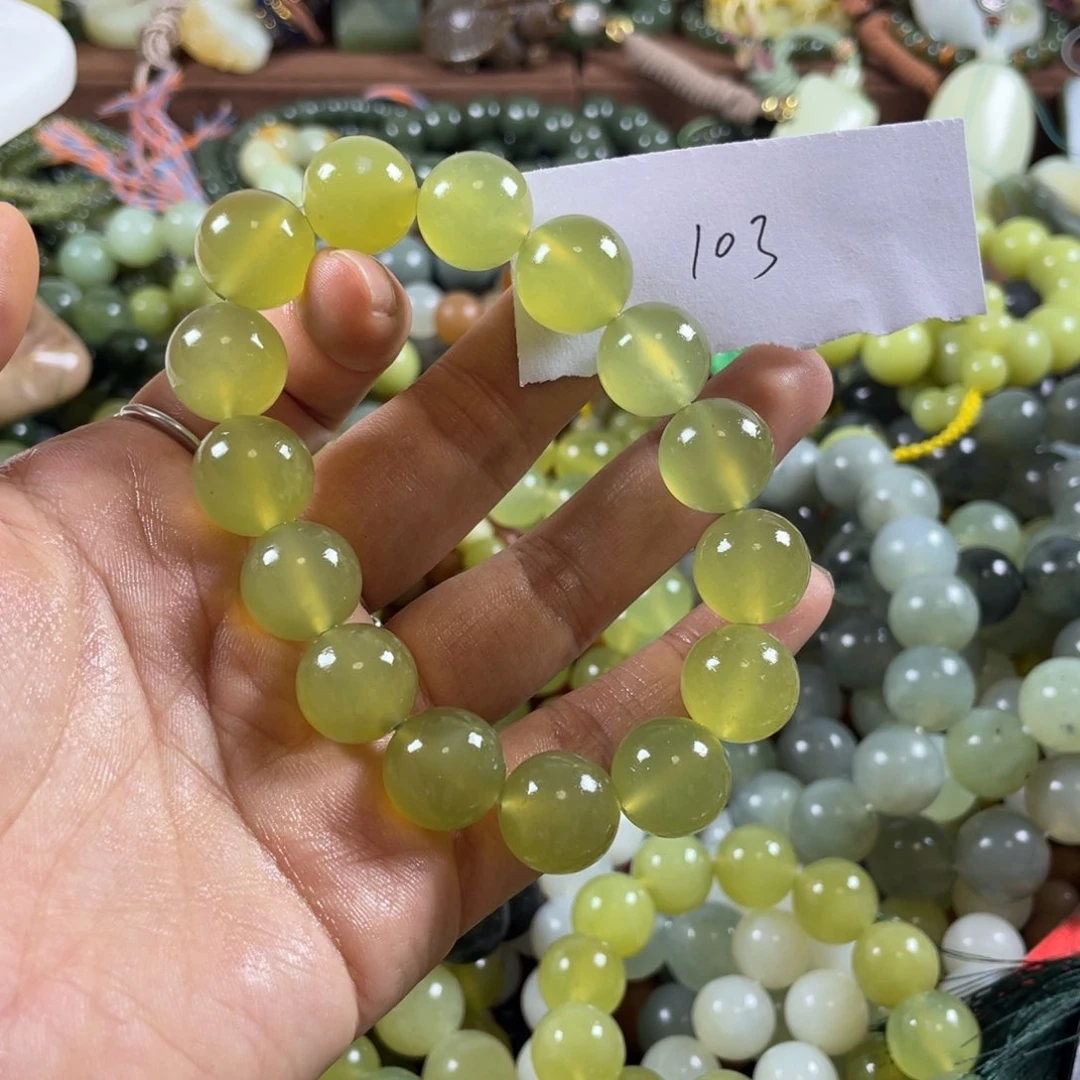 未镶嵌蛇纹石玉手串黄*佬