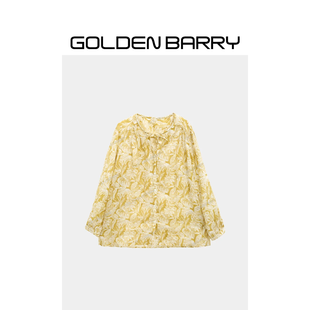 |212654“叶隙金麻”植系苎麻印花罩衫