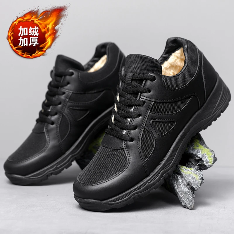 单棉同款黑色新式体能训练鞋男士秋冬加绒网面运动跑鞋休闲通勤鞋