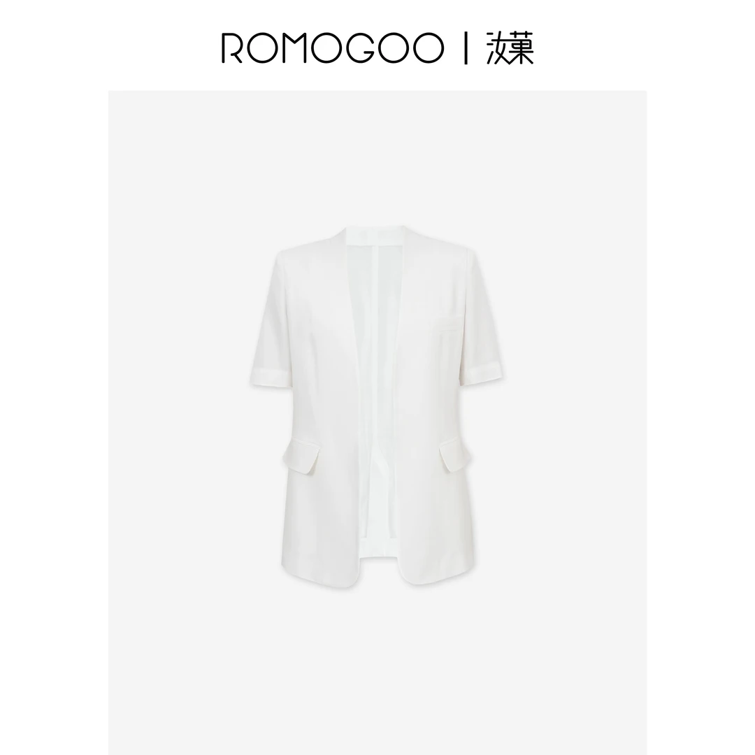 ROMOGOO【汝菓】醋酸面料时尚百搭无领西服RG501318