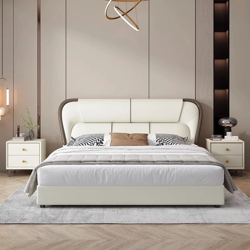 意式现代轻奢真皮2023新款主卧1.8双人储物床卧室简约1.5网红婚床