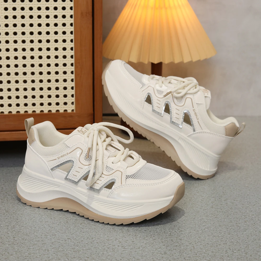 王冠直播女鞋厚底网面镂空透气百搭运动老爹凉鞋休闲夏季新款鞋子