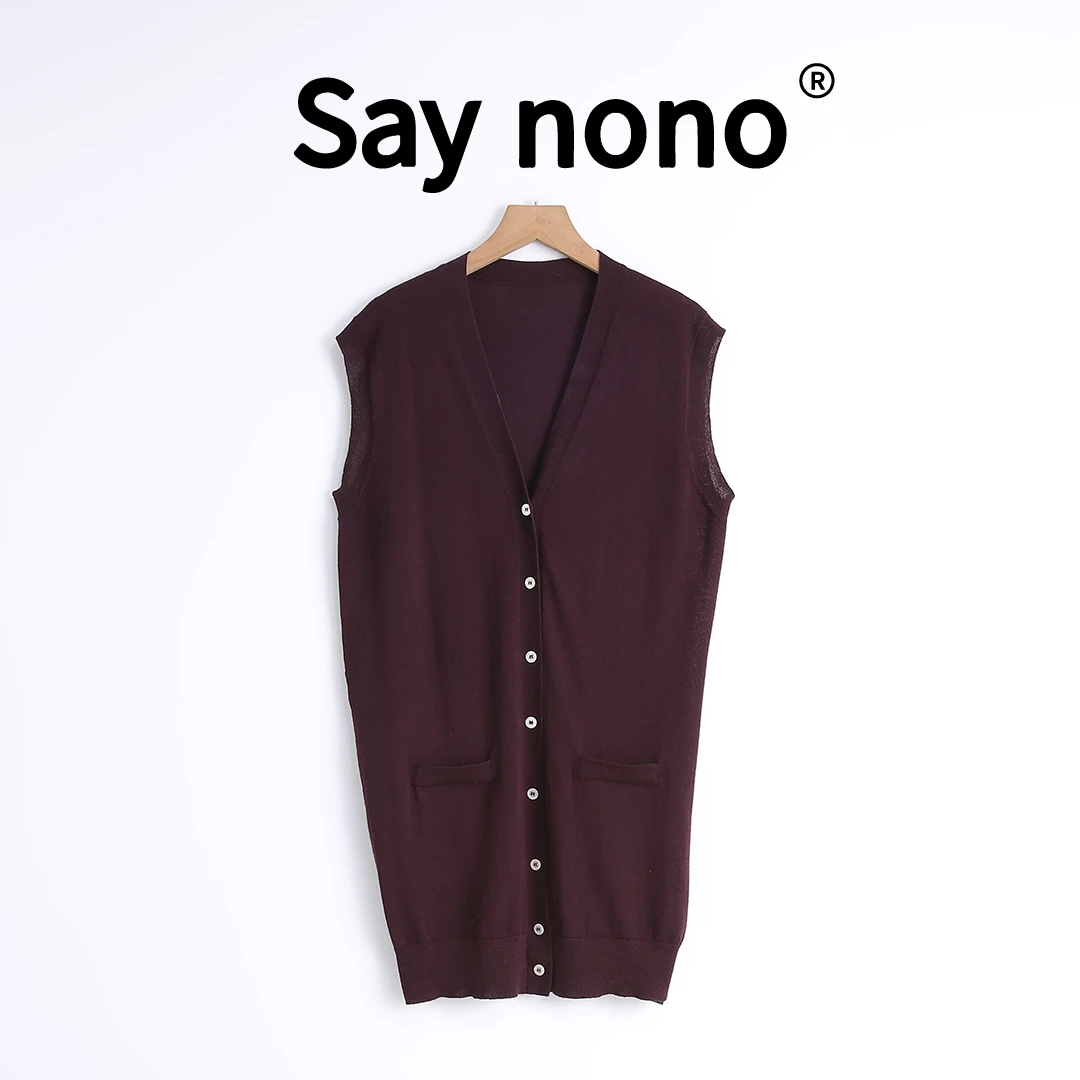 懒猫nono│Saynono 極简设计＿48支扬子纱线单排扣针织背心 /T24267