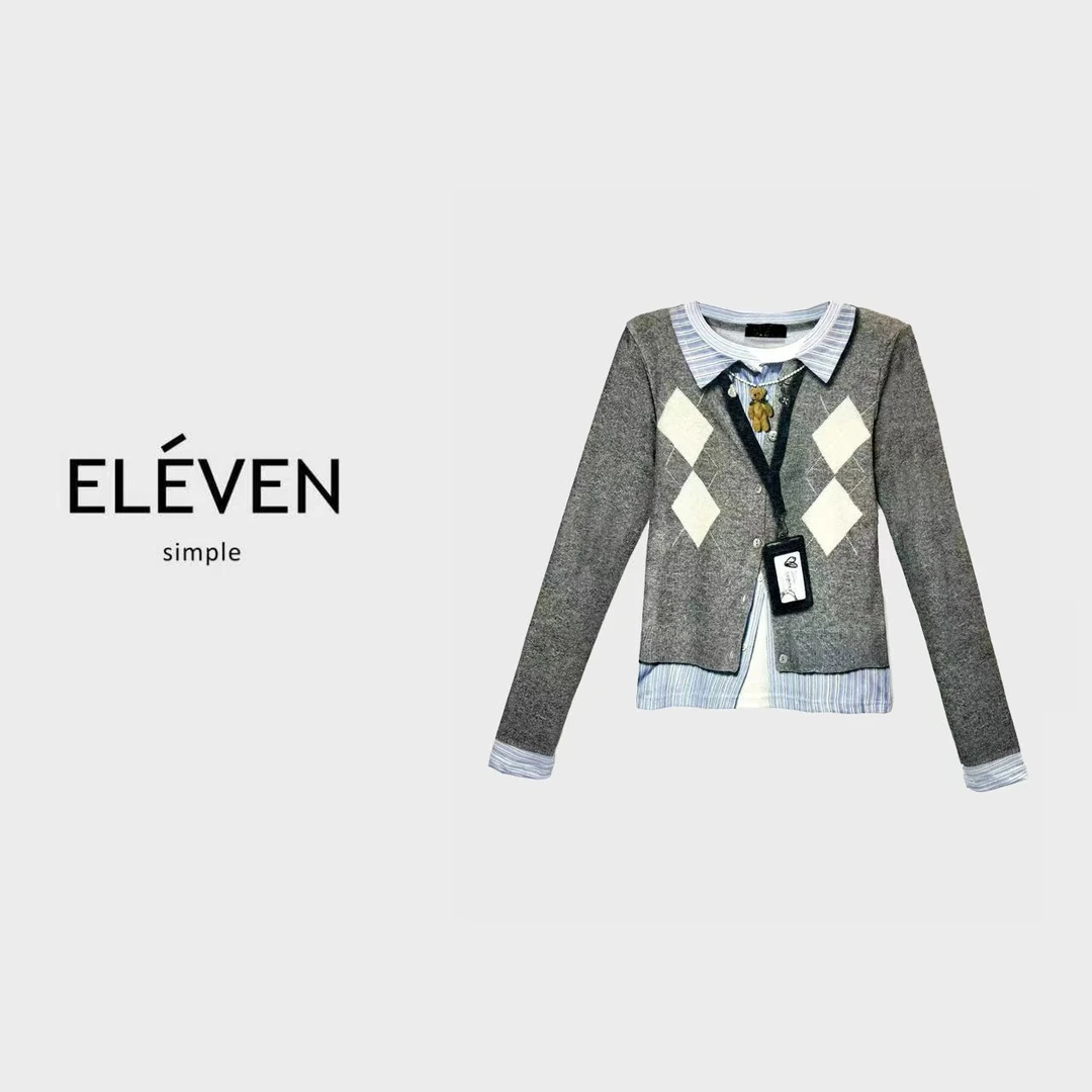 ELEVEN|复杂款立体印花小熊元素打底衫