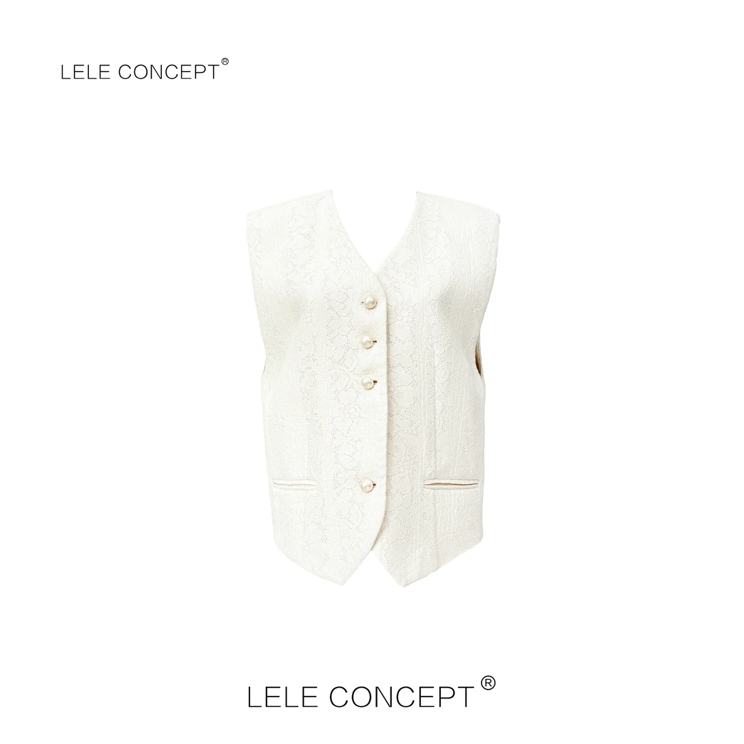 LELE CONCEPT｜「夭夭」 法式气质优雅高级感四扣蕾丝马甲Y0592