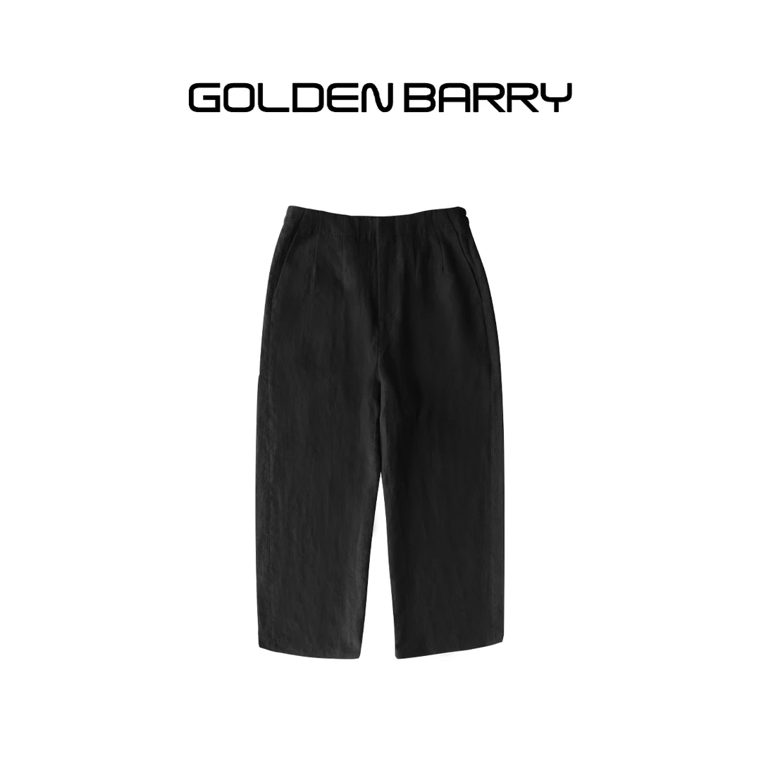 GOLDENBARRY【6.18】511081女装分割设计慵懒风汉麻阔腿裤