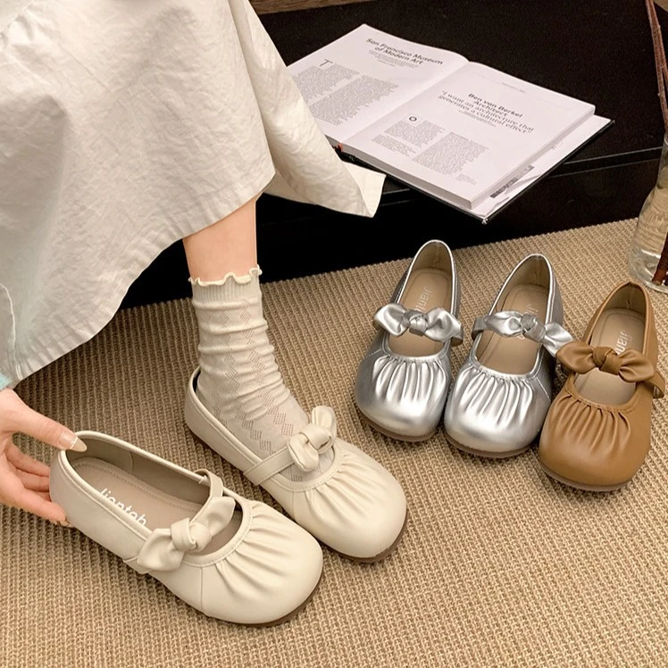 少女气质复古法式平底小皮鞋女2025新款开春百搭软底浅口玛丽珍鞋