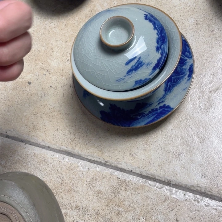 瓷片青花千里江山盖碗jjj