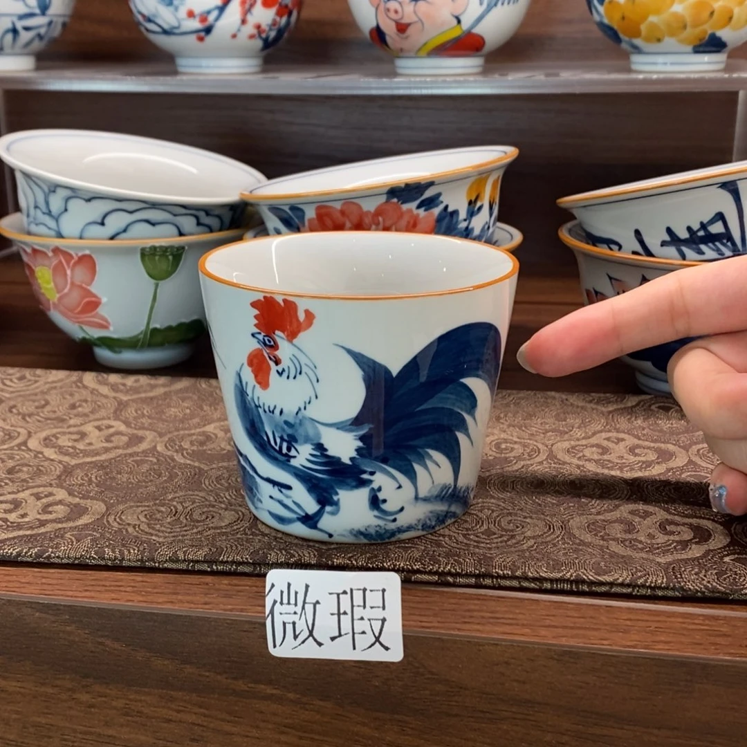 釉下手绘茶具微瑕