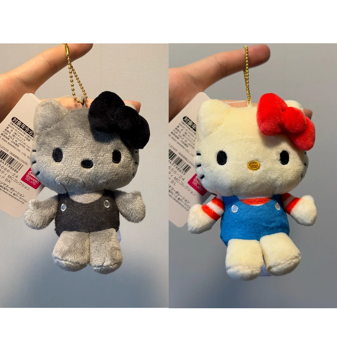 【日本限定】HelloKitty 50周年 炭黑米白Kitty 钥匙扣玩偶潮玩挂件