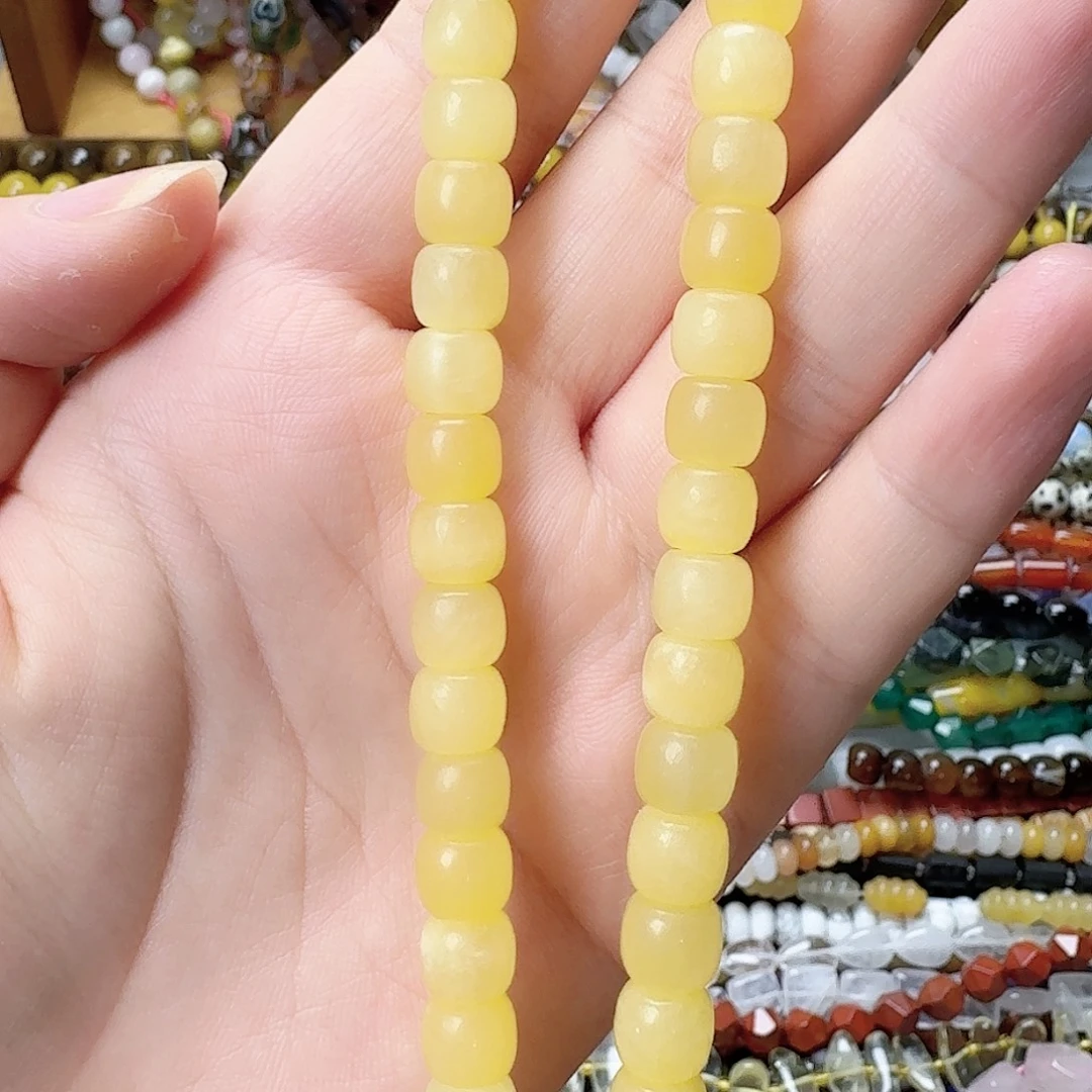 未镶嵌玛瑙/玉髓珠宝半成品卡8米黄玉老型珠一条