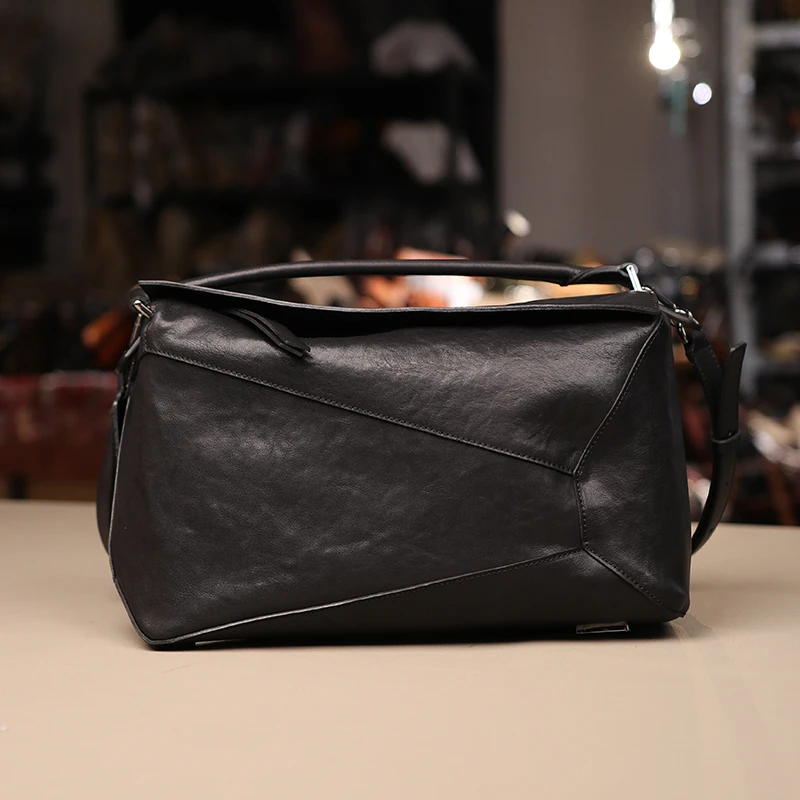 INGAIR硬野2025新款大号几何36*23*15意大利全植鞣粒面头层牛皮