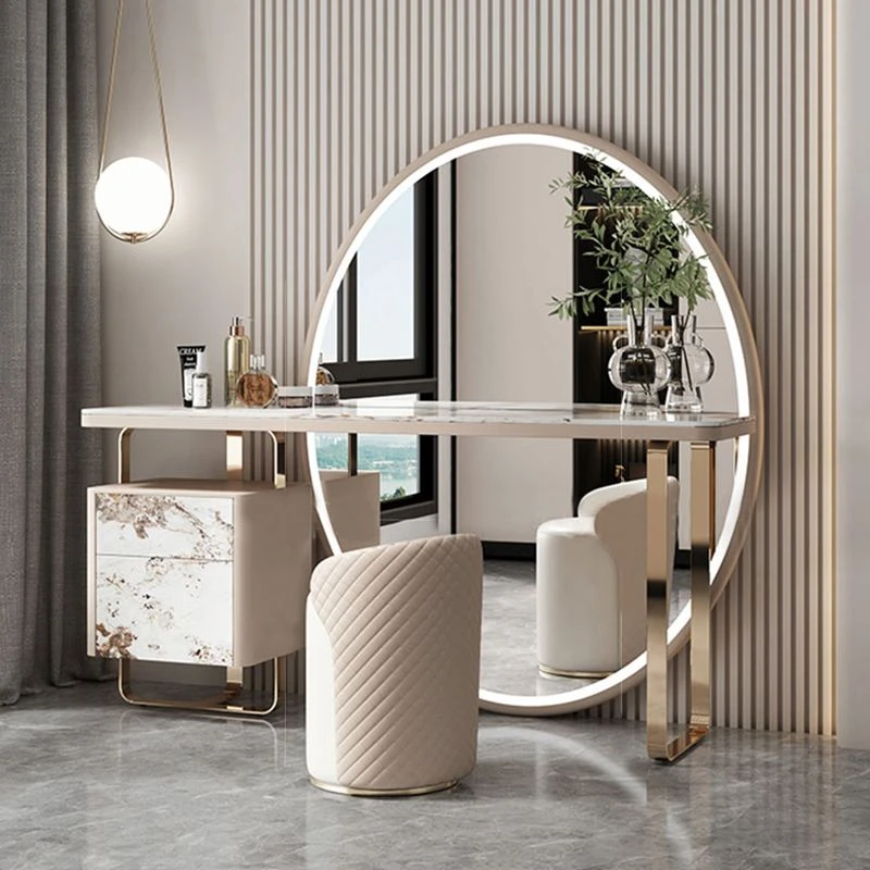 新款2025新款意式梳妆桌轻奢卧室高级梳妆台小户型极简现代岩板化