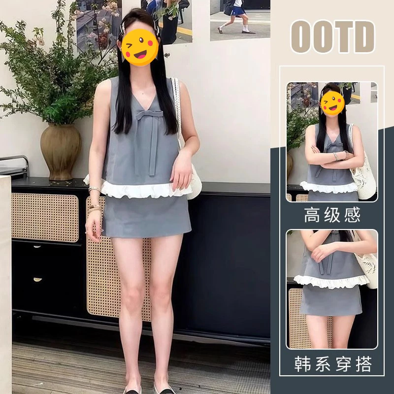 单件/法式气质无袖背心连衣裙女2025新夏日绝美多巴胺穿搭装短裙