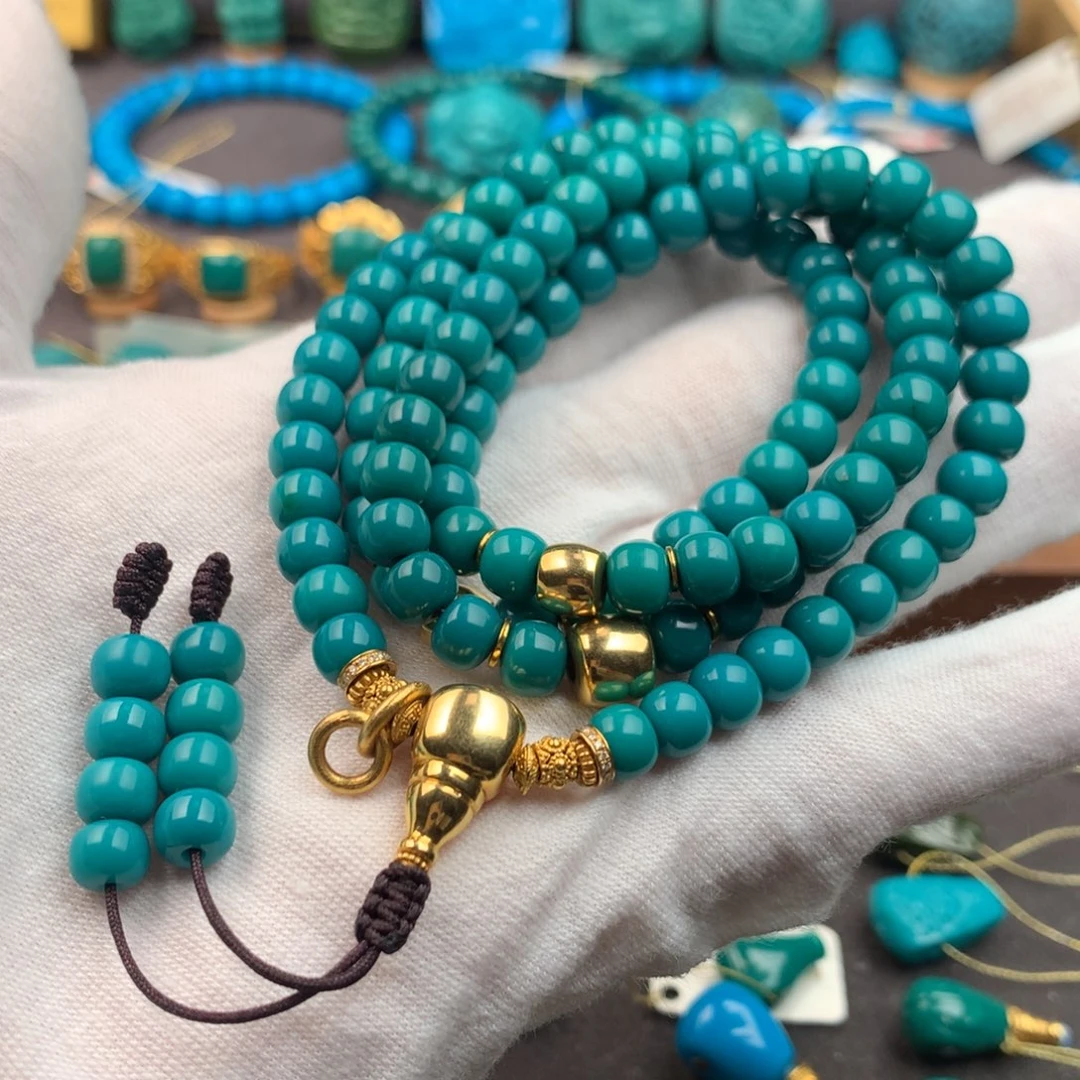 绿松石18K金镶嵌绿松石6.4mm