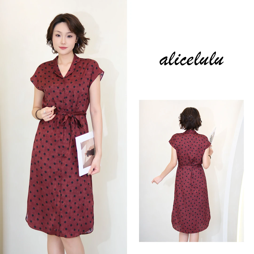 2 alicelulu 法式波点气质减龄连衣裙系带收腰优雅S2142899A