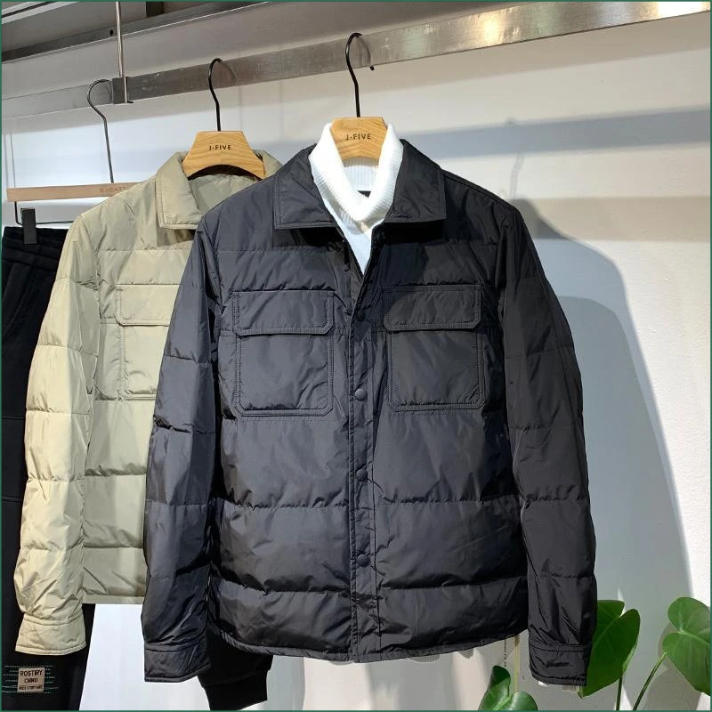 潮流秋冬新款轻薄防寒服男修身短款冬季翻领防寒服百搭保暖夹克潮