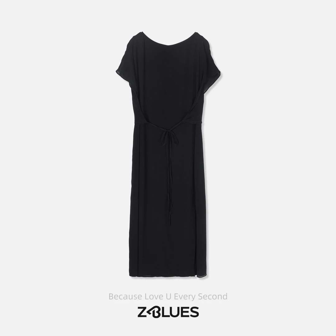 Z.blues【优雅叙事】23姆米真丝鬼绉围裹式腰间系带连衣裙YZXGS030