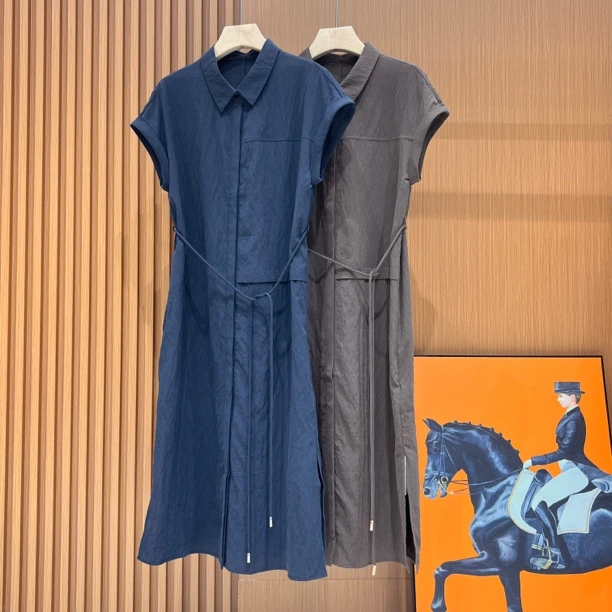 【可机洗桑蚕丝】简约纯色做旧百搭休闲显瘦气质6163夏季连衣裙