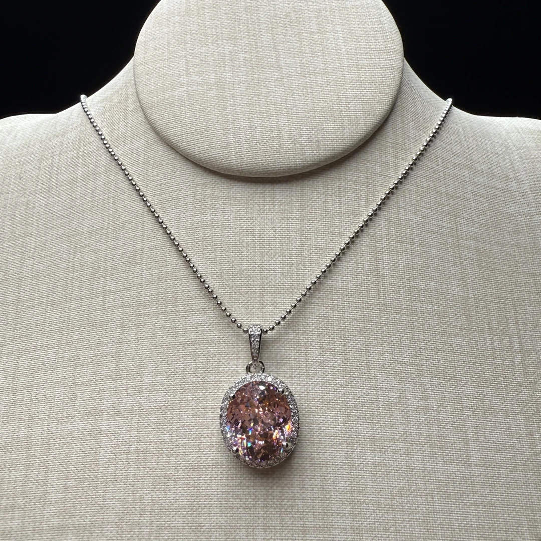 坠链均925银 阿富汗日出双色系高订莲花切精切全净鸽子蛋女神款02