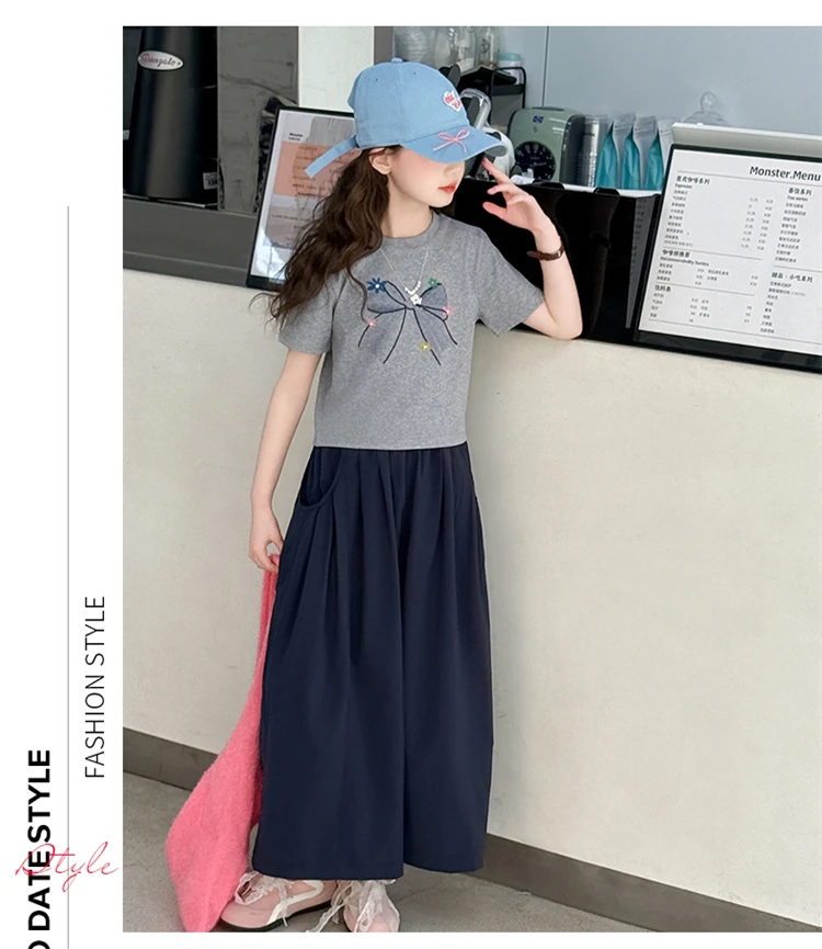 韩版套装裙子女卡通动漫印花学院风休闲风百褶夏季套装