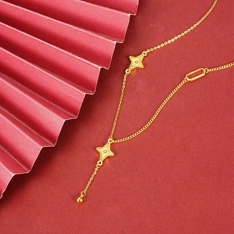 铜合金项链 【四芒星】时尚简约四芒星百搭项链1038