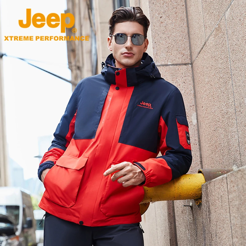 JEEP/吉普户外防风秋冬冲锋衣男加绒加厚舒适透气外套J042094081