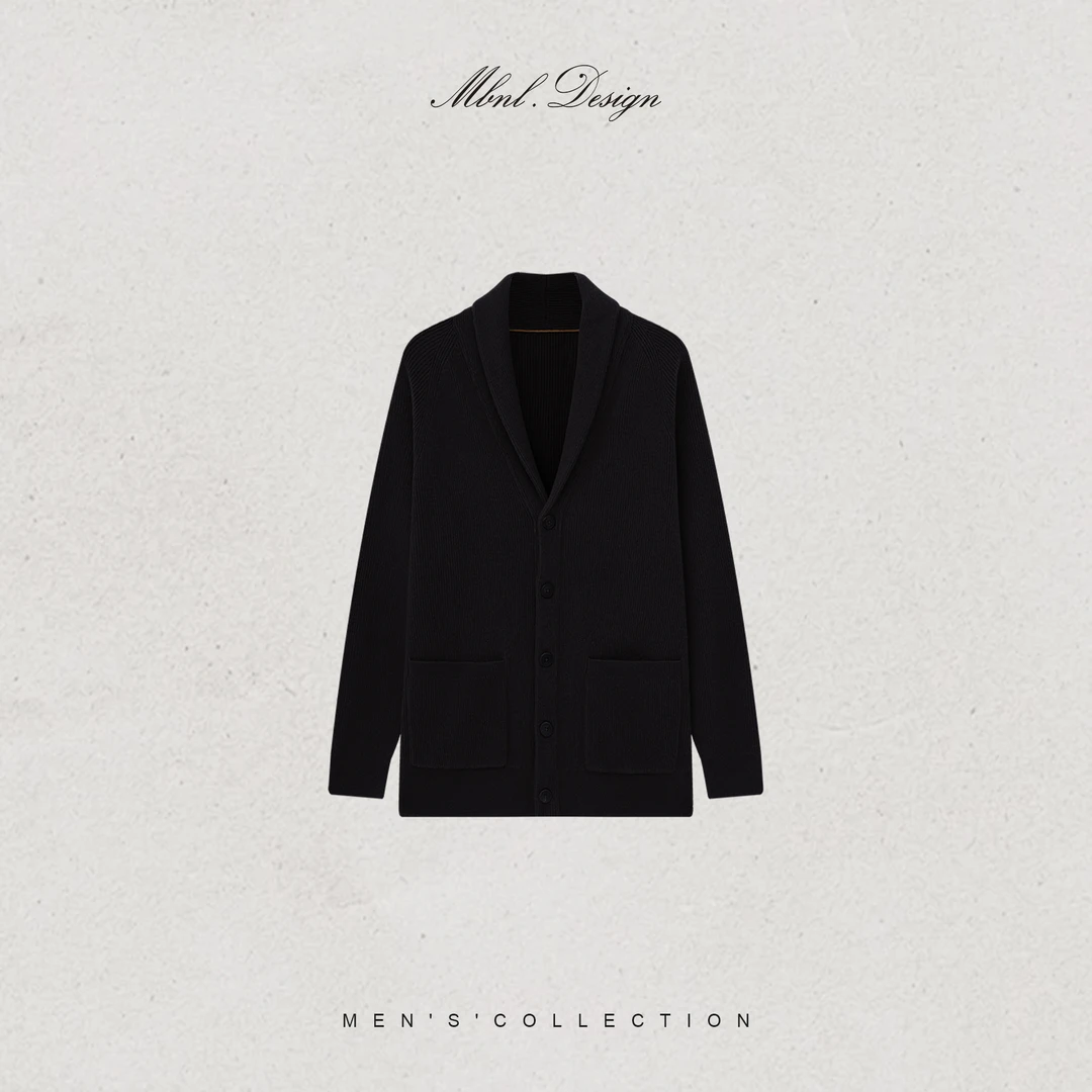 MBNL-F「青果领开衫」秦磊男装26针100羊毛柔软针织开衫LL-WWT0062