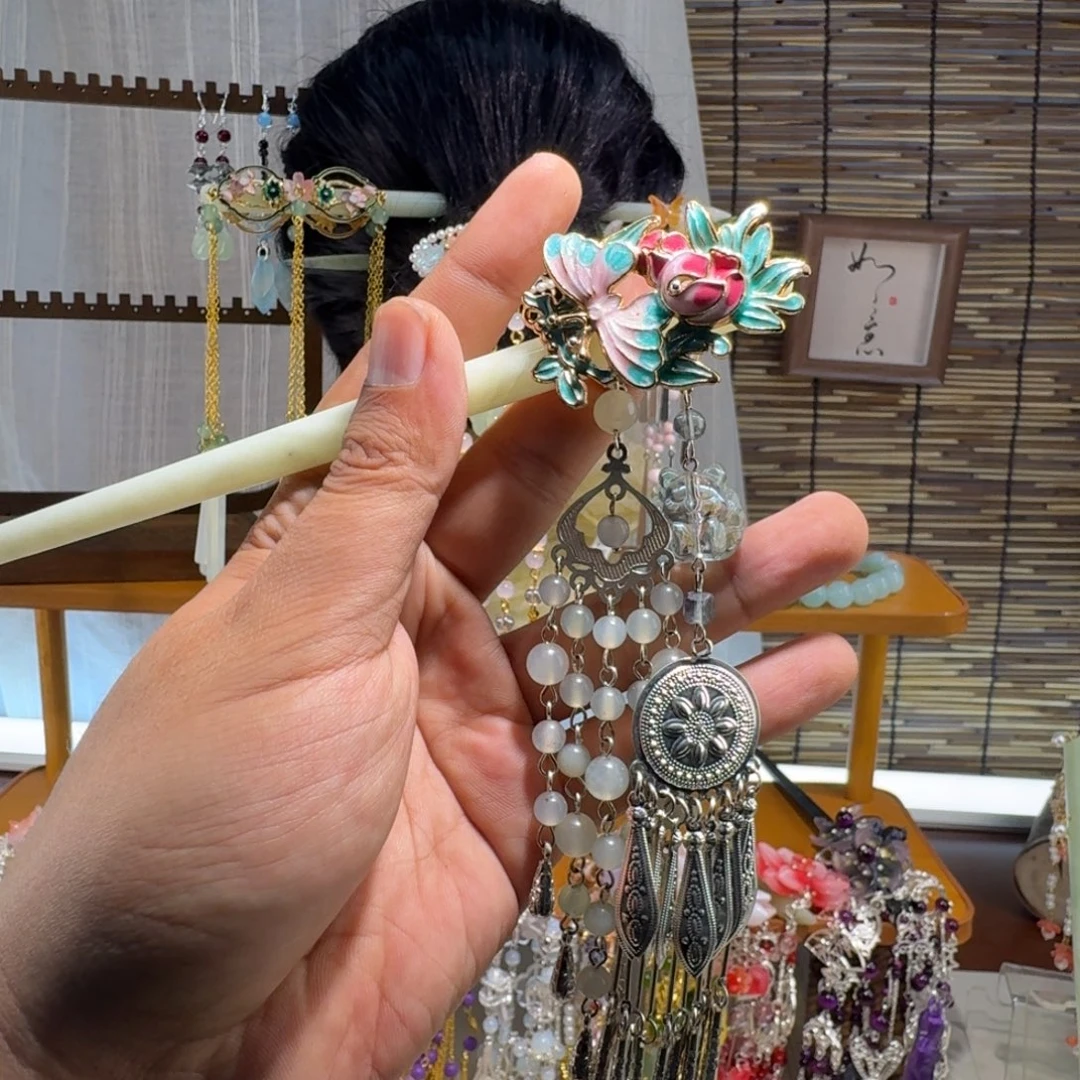 蛇纹石玉合金发饰