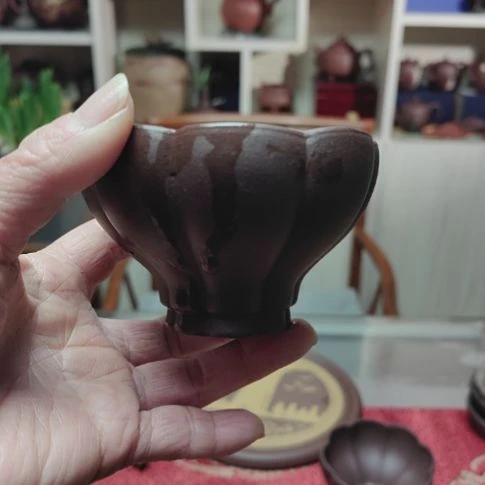 紫砂茶壶花辨主人杯80CC手工制作