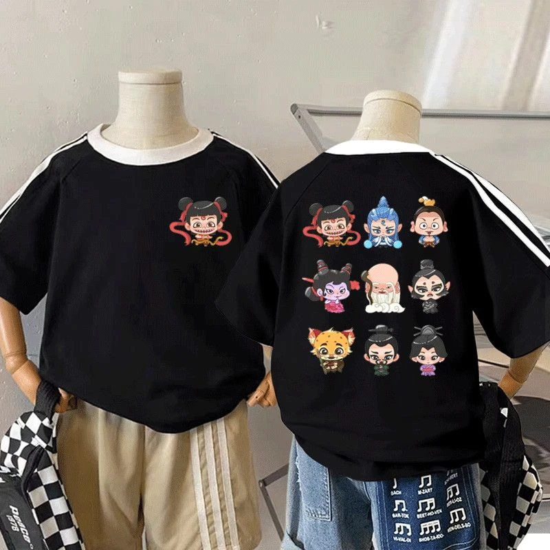 新款哪吒童装纯棉夏季儿童短袖宝宝T恤男童上衣卡通女童洋气外穿t
