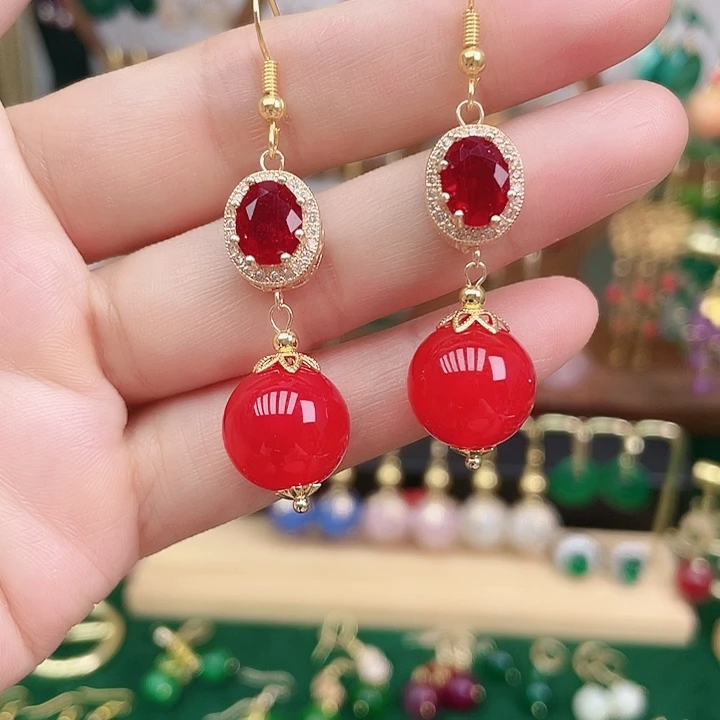 合金耳钉玛瑙/玉髓