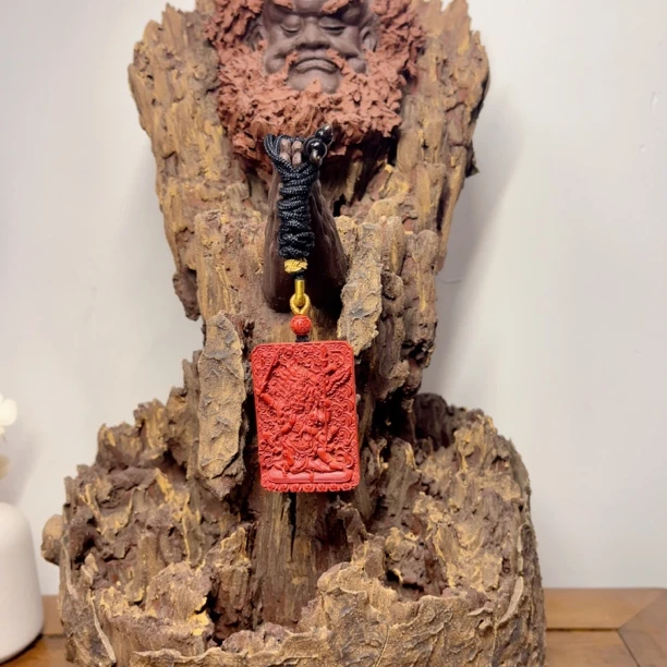 含辰砂工艺品朱砂钟馗捉鬼本命年必带脖挂