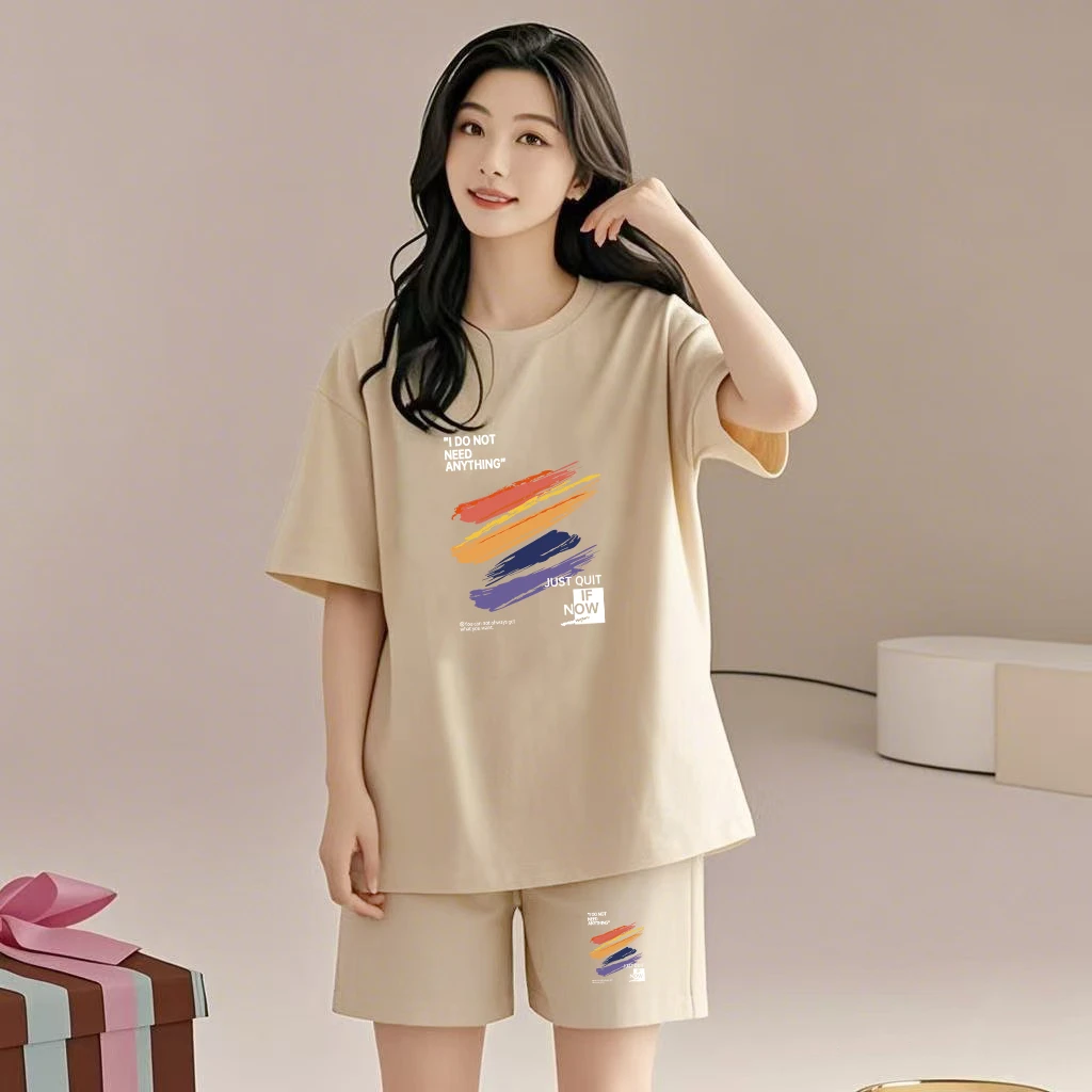 2025夏新款宽松休闲运动服套装短袖短裤大码女士胖妹妹搭配两件套